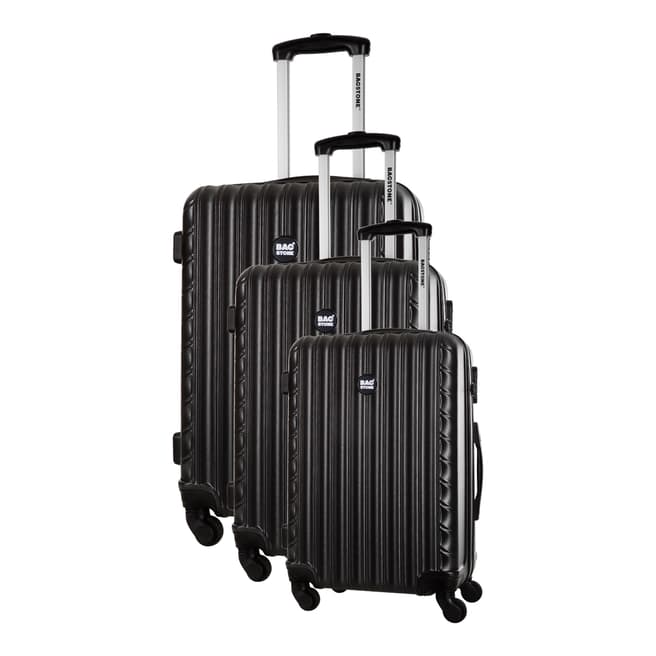 Bagstone Black Sweety Set Of Three 4 Wheeled Suitcases  S/M/L