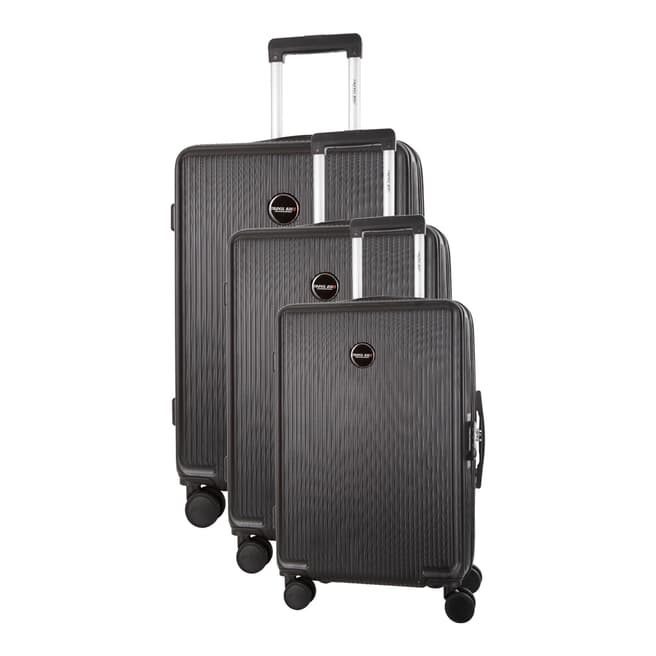 Travel One Black Armada Set of Three 8 Wheeled Suitcases 50/60/70 cm