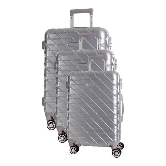 Travel One Silver Leiria Set of Three 8 Wheeled Suitcases 46/56/66 cm