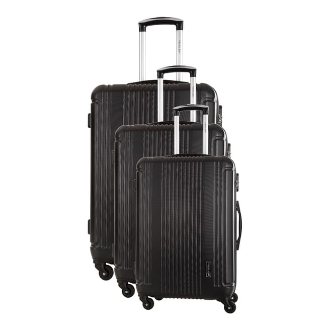 Travel One Black Leiria Set of Three 8 Wheeled Suitcases 46/56/66 cm