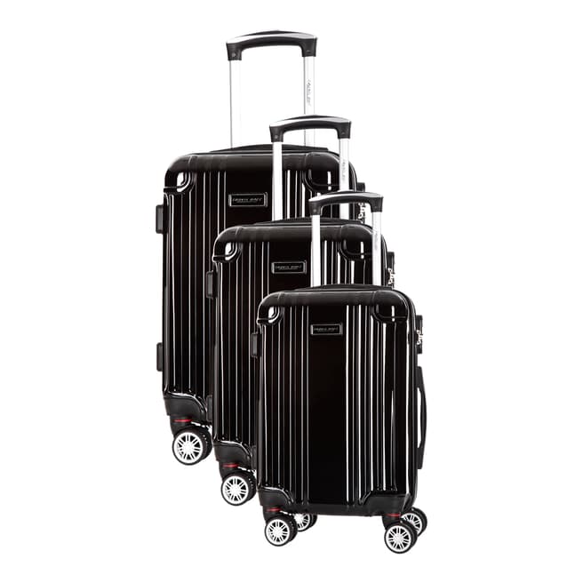 Travel One Black Comilla Set Of Three 8 Wheeled Suitcases 46/56/66 cm