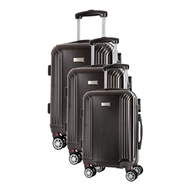 Platinium Grey Kirwee Set Of Three 8 Wheeled Suitcases 46/56/66 cm