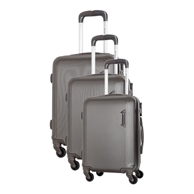Platinium Grey Buccia Set Of Three 4 Wheeled Suitcases 46/56/66 cm
