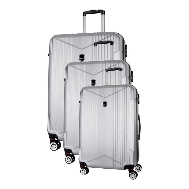 Renoma Silver Scheving Set Of Three 8 Wheeled Suitcases 50/60/70 cm