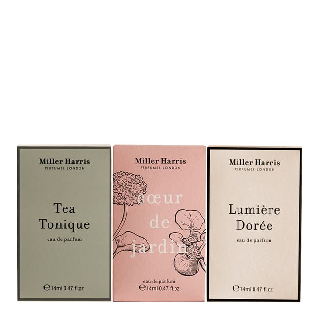 Miller Harris Coeur de Jardin, Lumiere Doree, Tea Tonique Edp 3 x 14ml Set