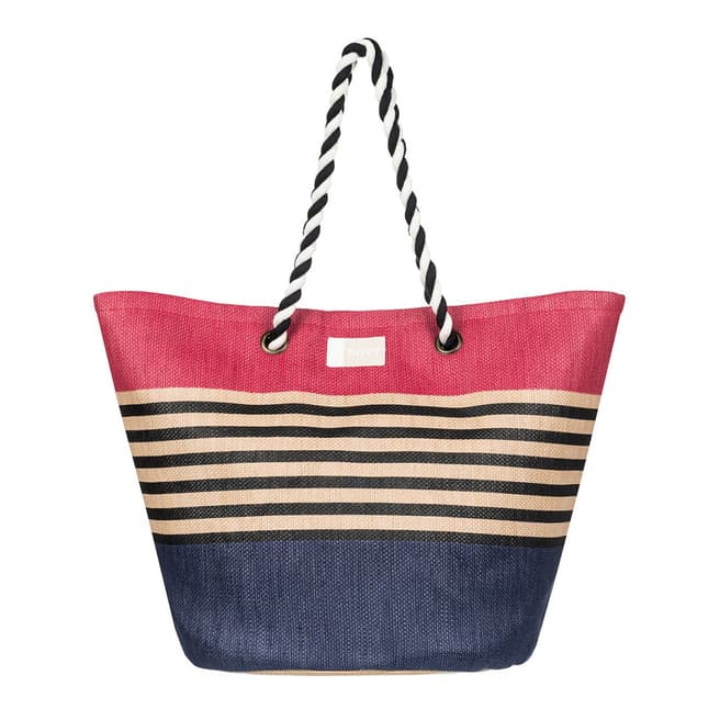 Roxy Pink/Blue Sunseeker Straw Beach Bag