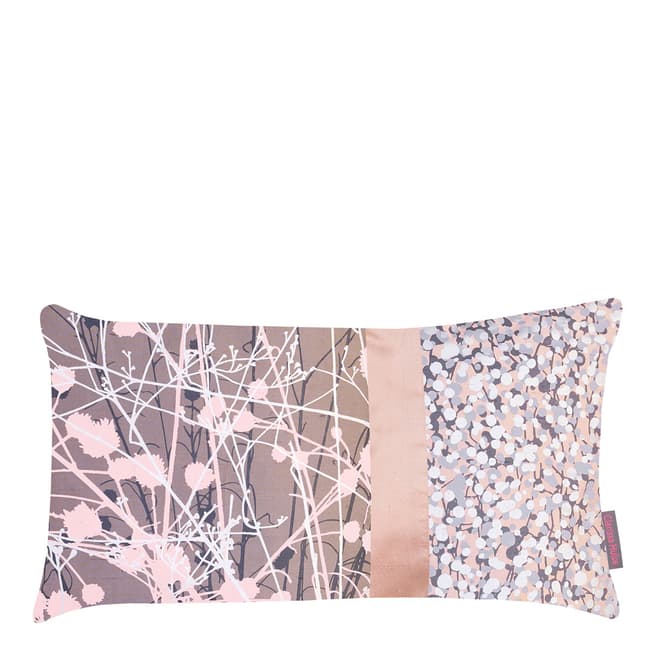 Clarissa Hulse Oyster/Storm Mystras Patchwork Silk Cushion, 30x50cm