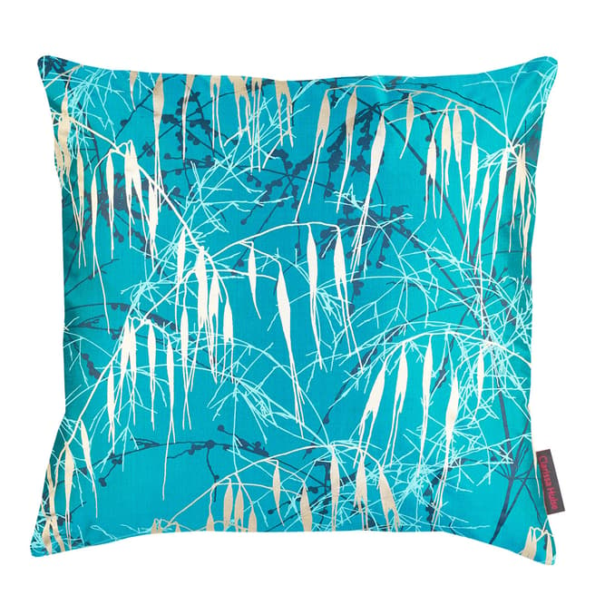 Clarissa Hulse Kingfisher/Petrol Three Grasses Silk Cushion, 45x45cm