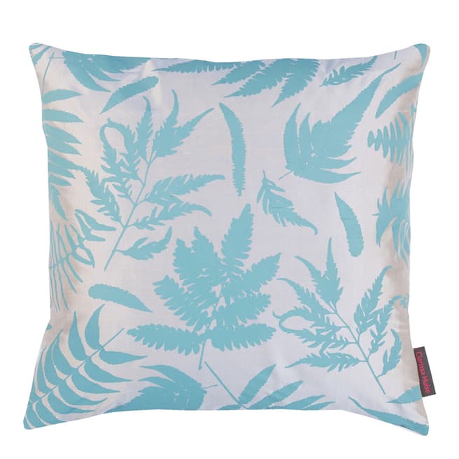Clarissa Hulse Putty/Ocean Scattered Fern Silk Cushion, 45x45cm