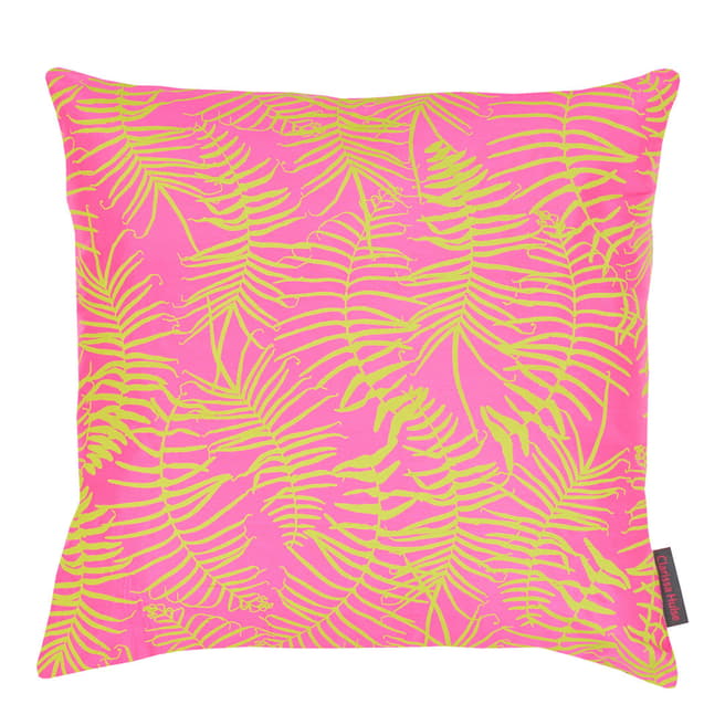 Clarissa Hulse Neon/Chartreuse Feather Fern Silk Cushion, 45x45cm
