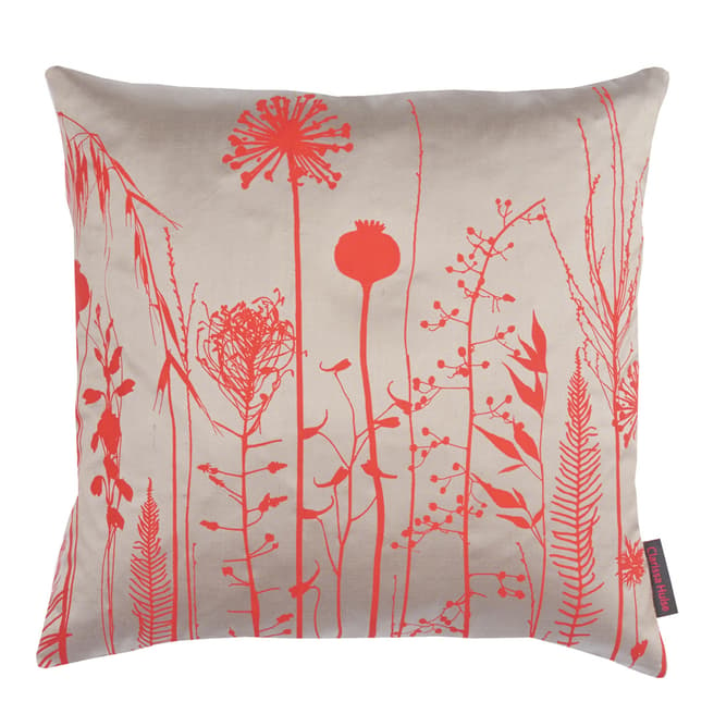 Clarissa Hulse Pebble/Vermilion Seed Silk Cushion, 45x45cm