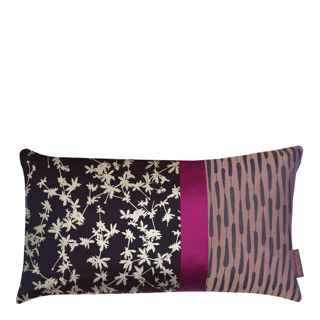 Clarissa Hulse Grape/Orchid Potentilla Patchwork Silk Cushion, 30x50cm