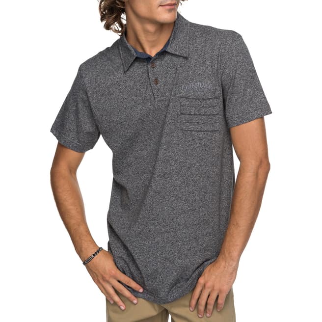 Quiksilver Herron Grey Cotton Stripe Pocket Polo Shirt 