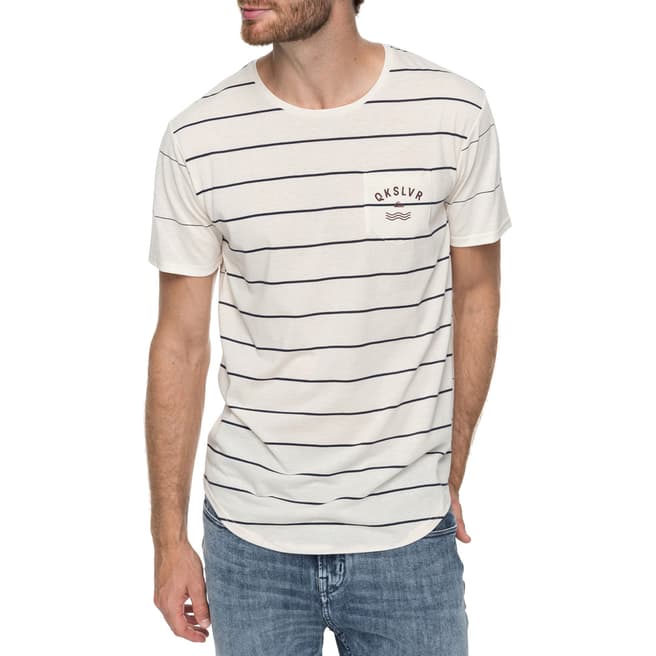 Quiksilver White Caperrocks Stripe T-Shirt
