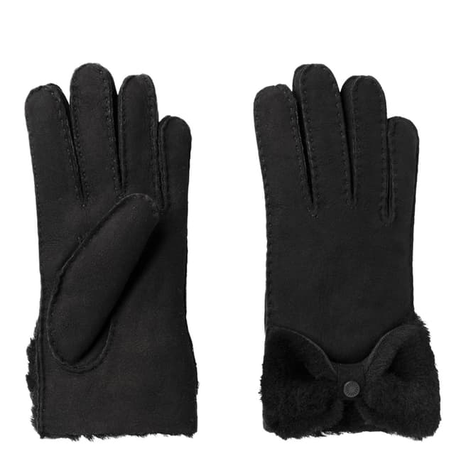 UGG Women's Black Sheepskin Bow Gloves