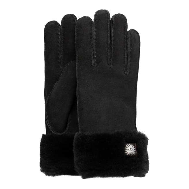 UGG Women's Black Sheepskin Turn Cuff Gloves