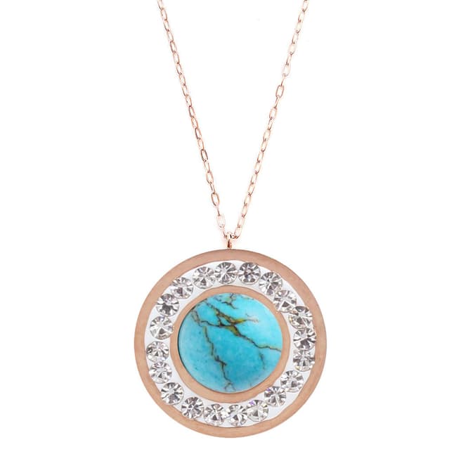 Alexa by Liv Oliver Rose Gold Turquoise and Crystal Necklace