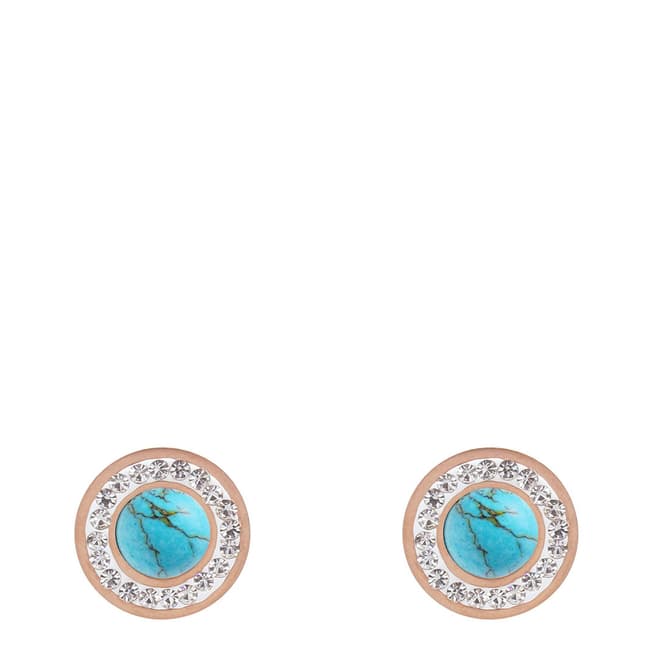 Alexa by Liv Oliver Rose Gold/Turquoise Halo Stud Earrings