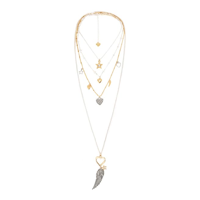 BiBi Bijoux Silver/Gold Charm Layered Necklace