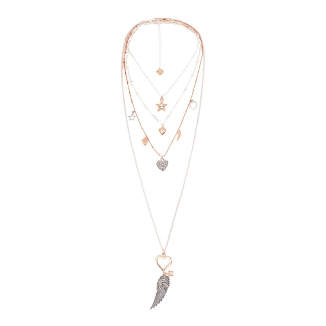 BiBi Bijoux Silver/Rose Gold Charm Layered Necklace