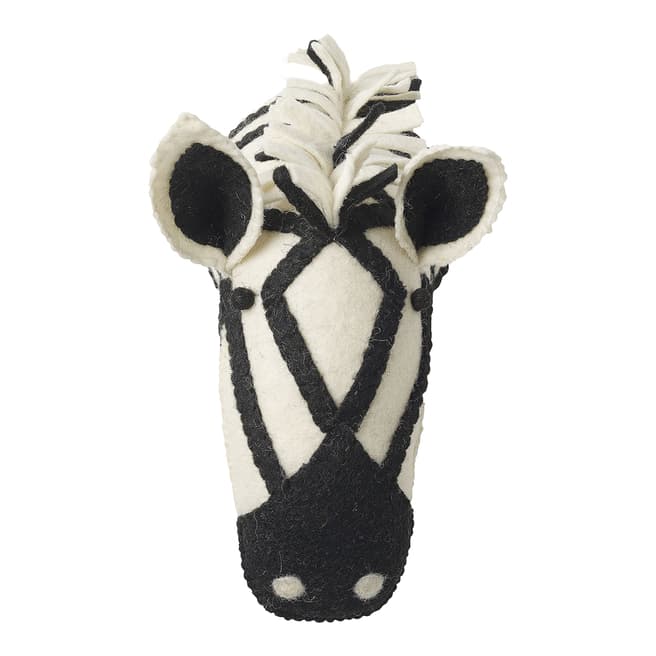 Mr. Fox Black/White Zebra Felt Wool Head