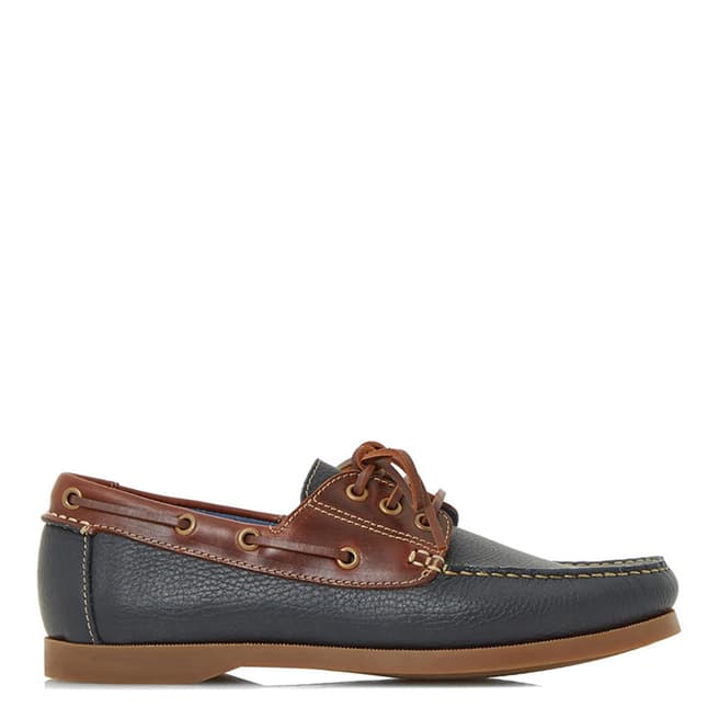Dune Navy Leather Boater Boat Shoes