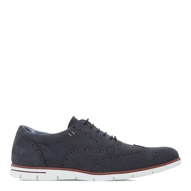 Dune Navy Leather Branson Brogue Shoes