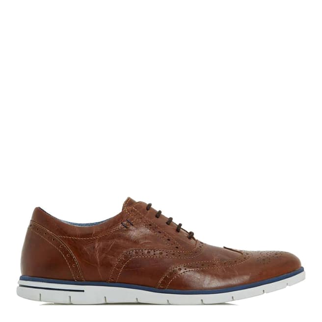 Dune Tan Leather Branson Brogue Shoes
