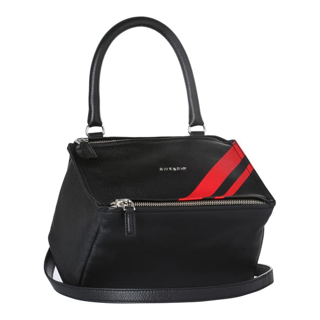 Givenchy Black/Red Striped Small Pandora Textured Leather Bag