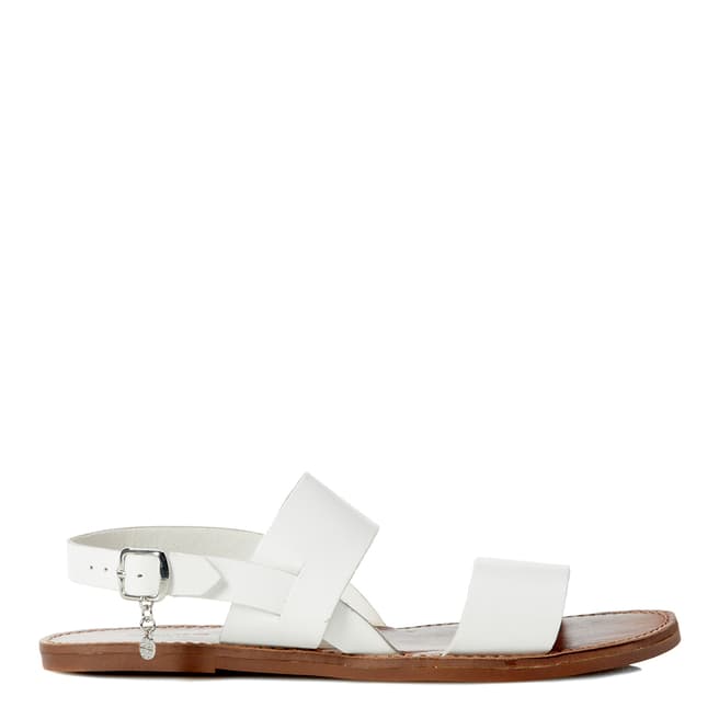 Dune White Leather Lopez Sandals
