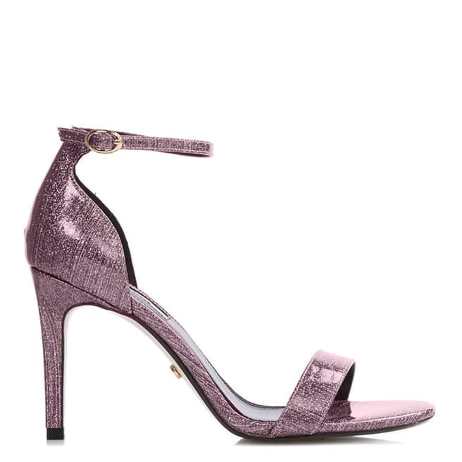 Dune London Pink Patent Suede & Leather Mortimer Heeled Sandals 