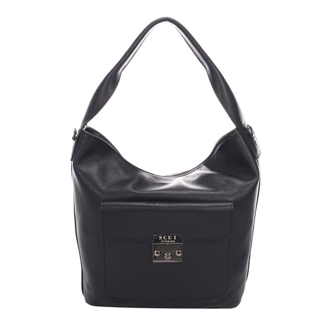 SCUI Studios Black Linda Shoulder Leather Bag