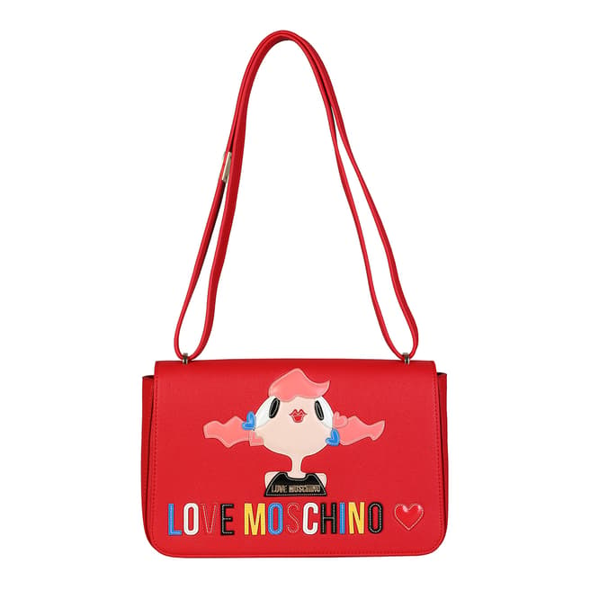 Love Moschino Red Lady Applique Shoulder Bag