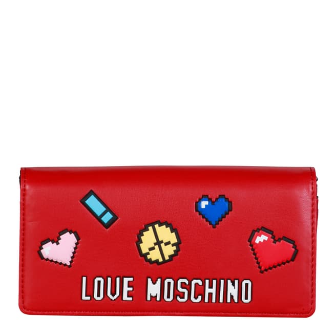 Love Moschino Red Wallet with Pixel Design