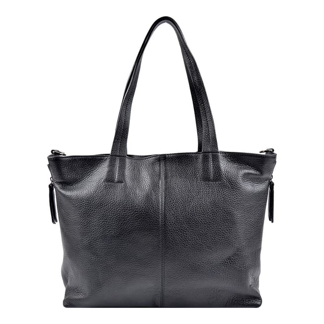 Roberta M Black Leather Tote Bag
