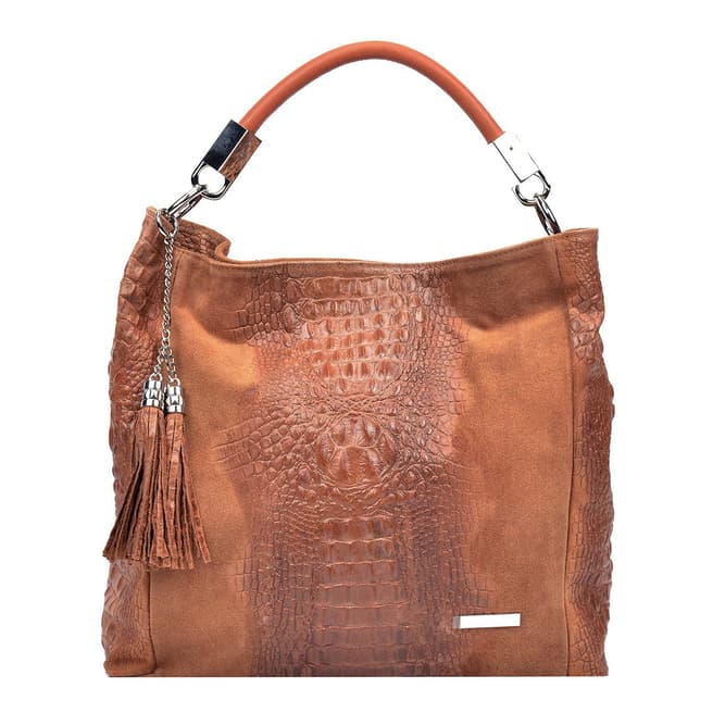 Sofia Cardoni Cognac Leather Hobo Bag