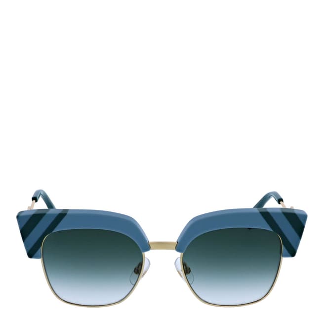 Fendi Women's Light Blue/Green Waves Sunglasses 50mm