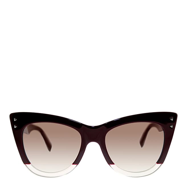 Fendi Women's Burgundy/Opal Crystal Colour Block Sunglasses 52mm