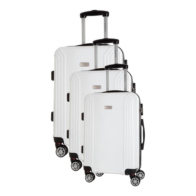 Platinium White Kirwee Set Of Three 4 Wheeled Suitcases 46/56/66 cm