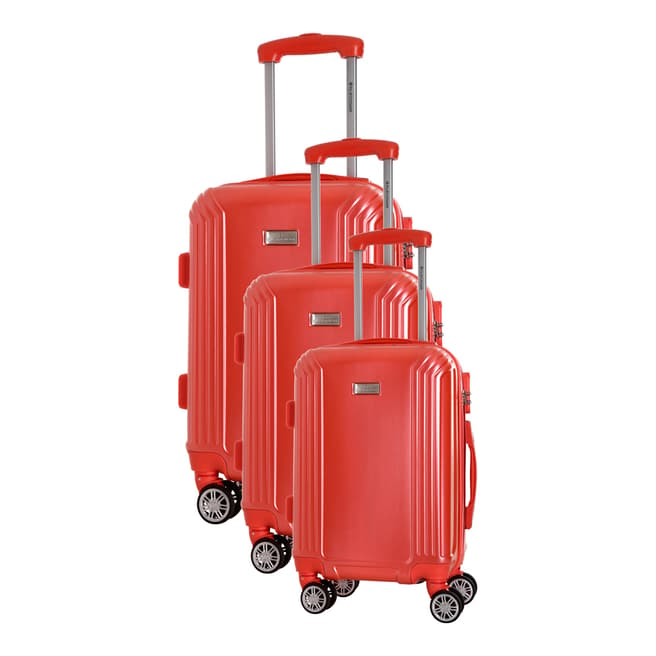 Platinium Red Kirwee Set Of Three 4 Wheeled Suitcases 46/56/66 cm