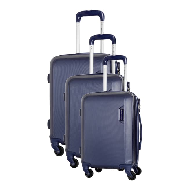 Platinium Marine Blue Buccia Set Of Three 4 Wheeled Suitcases 46/56/66cm