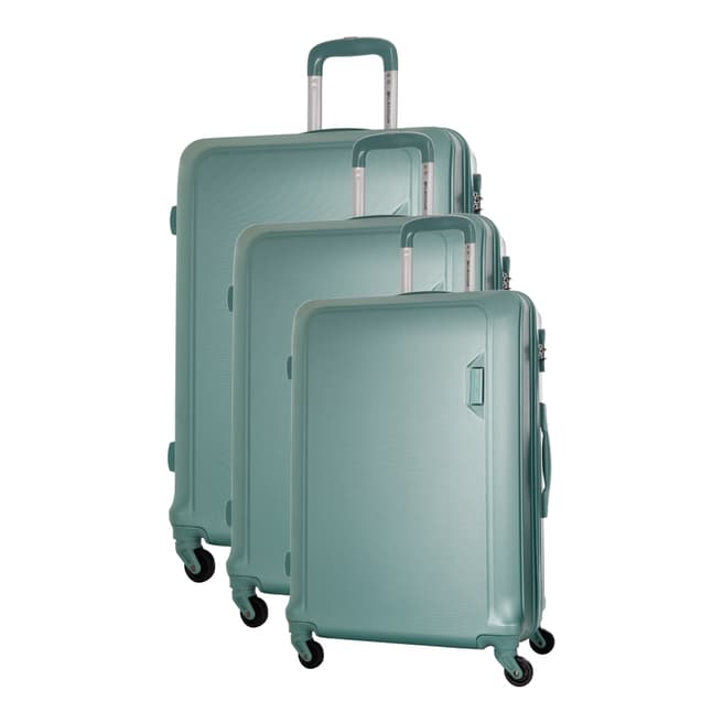 Platinium Green Buccia Set Of Three 4 Wheeled Suitcases 46/56/66cm