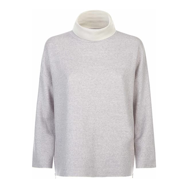 Jaeger Grey/Cream Double Face Side Zip Sweater