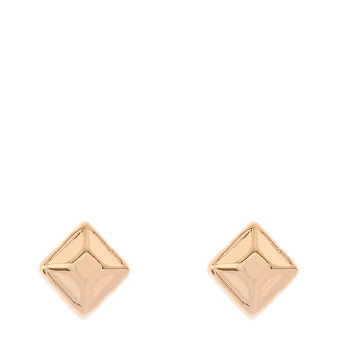 Karen Millen Light Gold Plain Square Stud Earrings