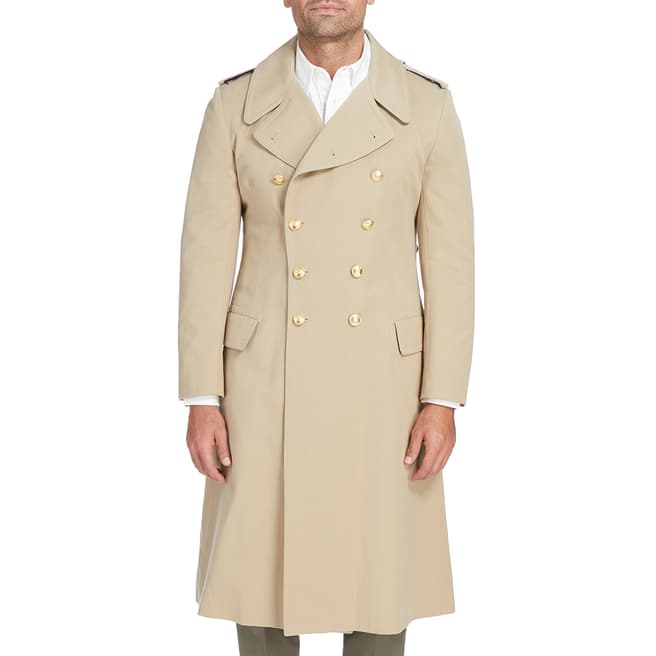 Kent & Curwen Sand Grant Double Breasted Military Great Coat