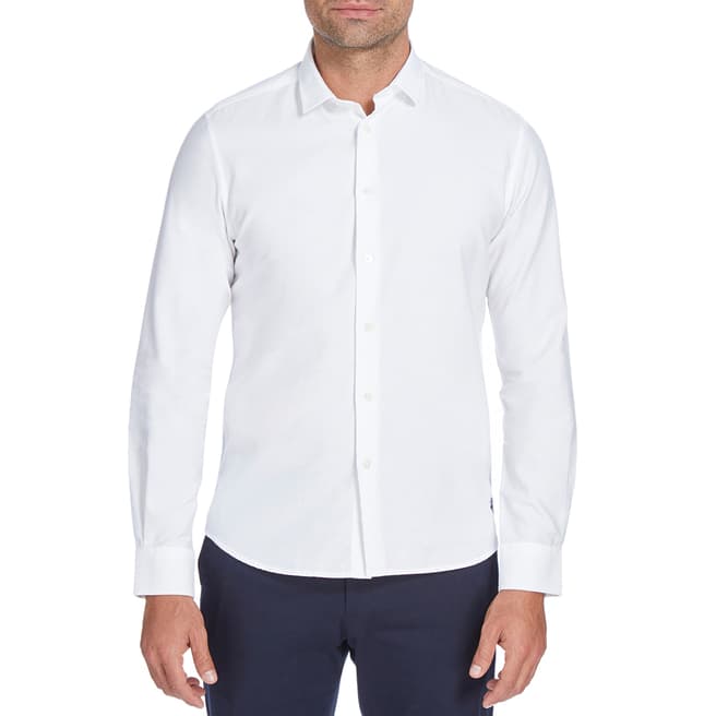 Kent & Curwen White Spall Cricket Collar Cotton Shirt