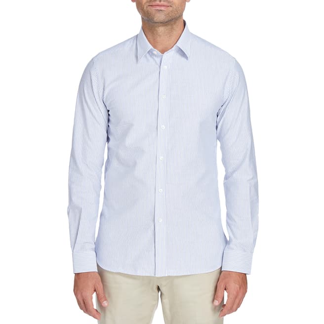 Kent & Curwen Blue/White Striped Irving Cotton Shirt