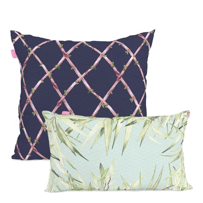 Happy Friday Cranes Pair of Reversible Cushion Covers