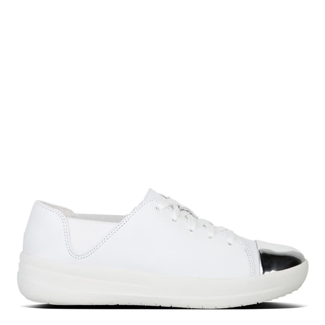 FitFlop Urban White Leather Mirror Toe Lace Up F-Sporty Sneakers