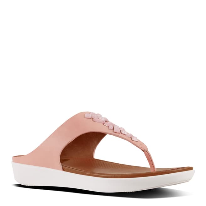 FitFlop Dusky Pink Leather Banda II Crystal Toe Post Sandals